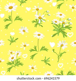 Yellow for lover with Daisy.The White daisy design is vector for seamless pattern and background.
