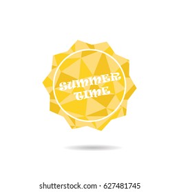 Yellow low poly sun as summer symbol