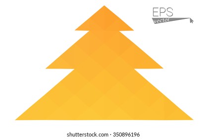 Yellow low polygon style christmas tree vector illustration consisting of triangles.Abstract triangular polygonal origami or crystal design of New Years celebration. Isolated on white background.