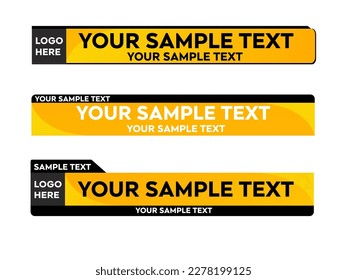 Yellow Lower third vector design with Yellow overlay strip text video. News Lower Thirds Pack Template. Vector illustration.