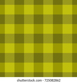 Yellow lumberjack plaid pattern. Seamless vector pattern. Simple vintage textile design.