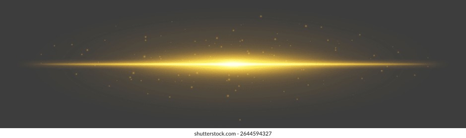 Chama luminosa amarela. Feixe central com partículas dispersas e brilho suave no fundo cinza escuro, usado para fantasia, energia digital, visuais de interface do usuário.