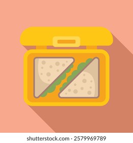 Yellow lunchbox containing two delicious sandwiches, perfect for a quick meal or snack