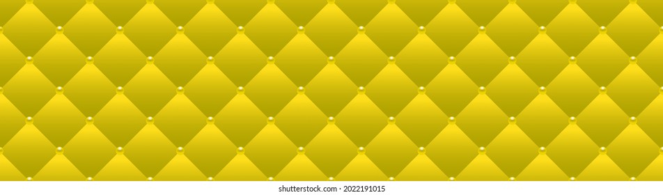 Yellow luxury background with beads and rhombuses. Seamless vector illustration. 