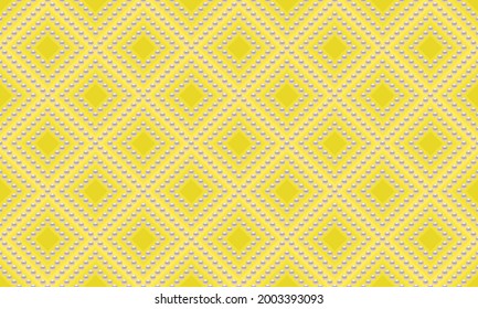 Yellow luxury background with pearls and rhombuses. Seamless vector illustration. 