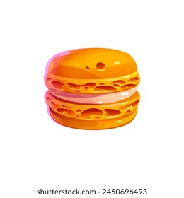 Yellow macaroon 3d realistic vector icon.