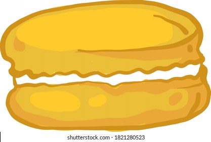 Yellow macaroon, illustration, vector on white background