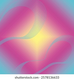 yellow to magenta gradient background. with a cool wave motif.
