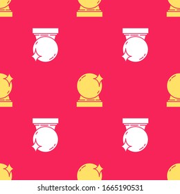 Icono de bola mágica amarilla aislado sin fisuras en fondo rojo. Balón de cristal. Ilustración vectorial
