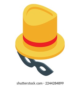 Yellow magic hat icon isometric vector. Top magician. Trick star