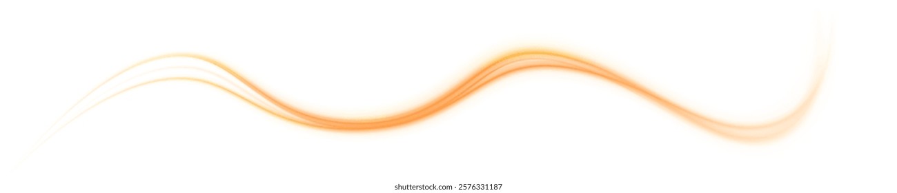 Yellow magic spirals with sparkles. Shine magic gold swirl with flare sparkles. Vector png blue glowing lines air flow effect.	