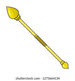 Yellow Magic Staff Icon isolated on white background. Magic Wand, Scepter, Stick, Rod. Vector Illustration for Your Design, Game, Card, Web.