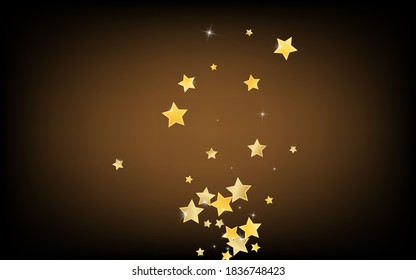 Fondo marrón vector de las estrellas mágicas amarillas. Diseño de la aguja Galaxy. Plantilla de polvo. Frontera Brillante De Celebración Dorada.