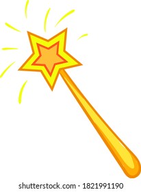 Yellow magic wand, illustration, vector on white background