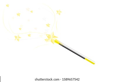 Yellow magic wand on isolated white background