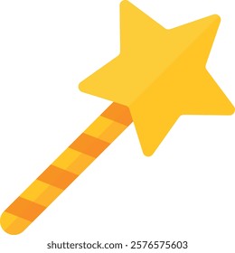 Yellow magic wand with a star at the tip. Represents fantasy, magic, and the power of imagination.