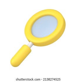 Yellow magnifying glass isometric icon 3d vector illustration. Magnifier for zoom examination, optical research, science search and analyzing isolated on white. 