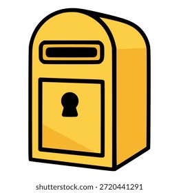 yellow mail box letter mail flat color vector illustration template design