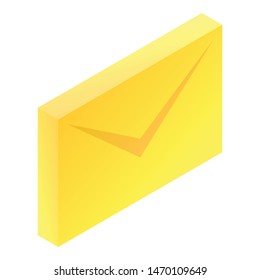 Yellow mail icon. Isometric of yellow mail vector icon for web design isolated on white background