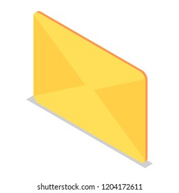 Yellow mail icon set. Isometric set of yellow mail vector icons for web design isolated on white background