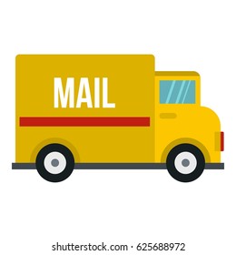 Yellow mail truck icon flat isolated on white background vector illustration