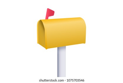 Yellow Mailbox with Pole Icon.