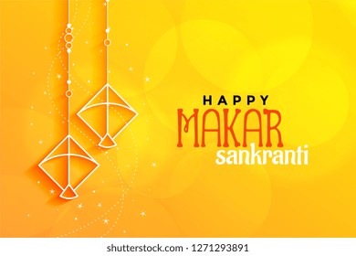 yellow makar sankranti background with kites made with lines