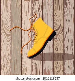 yellow man boot with laces