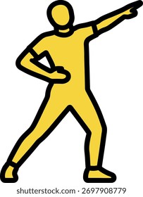 Figura de hombre amarillo apuntando hacia adelante