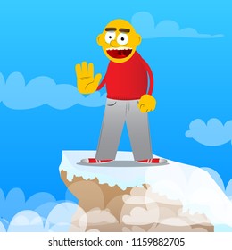 Yellow man showing deny or refuse hand gesture. Vector cartoon illustration.