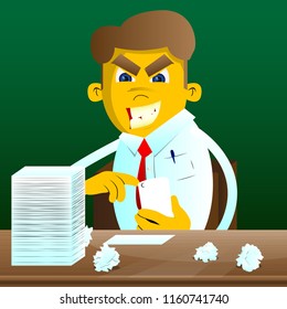 Yellow man using a mobile phone. Vector cartoon illustration.