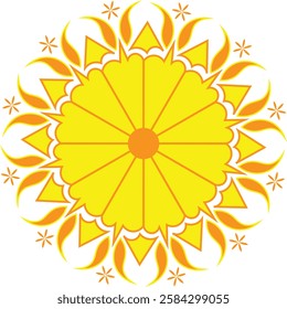 Yellow mandala design with white background