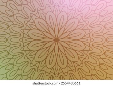 Yellow mandala flower line beautiful pattern background vector illustration.