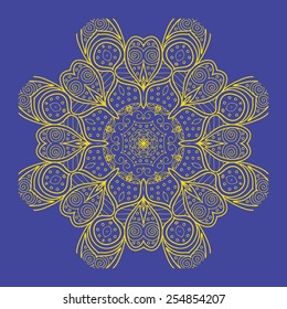 Yellow mandala on a blue background