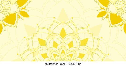 Ilustración de fondo de patrones de mandala amarilla