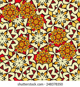Yellow mandalas seamless background. Endless wallpaper.