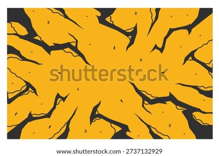 Yellow manga vector lightning or thunder element background.