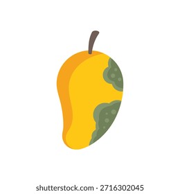 La fruta amarilla del mango se está volviendo demasiado madura y muestra el moho verde que crece en su piel