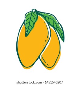 yellow mango fruit sketch handdrawn 