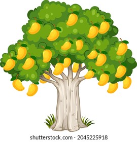 Yellow mango tree isolated on white background illustration
