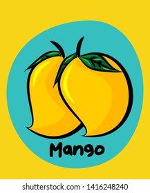yellow mango vector illustration or hand drawn clup art