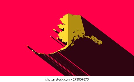 yellow map of alaska with long shadow