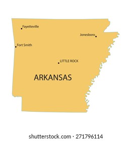 Yellow Map Arkansas Stock Vector (Royalty Free) 271796114 | Shutterstock