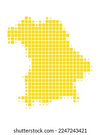 Yellow map of Bavaria on white