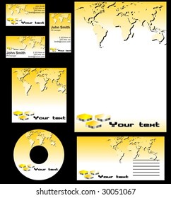 yellow map business set vector