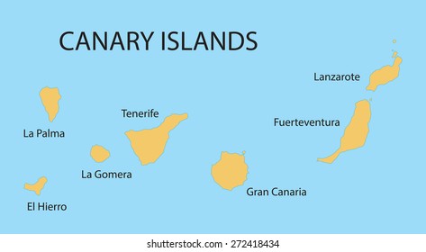 yellow map of Canary Islands 