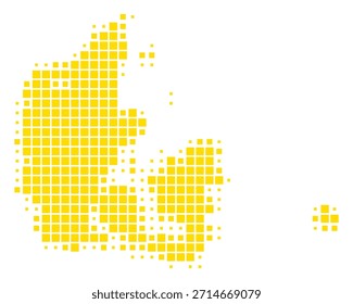 Mapa amarelo da Dinamarca sobre branco