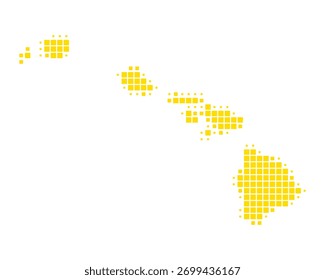 Mapa amarelo de Havaí sobre branco