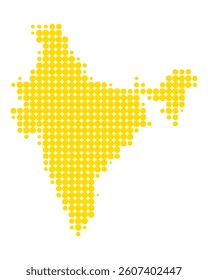 Yellow map of India on white