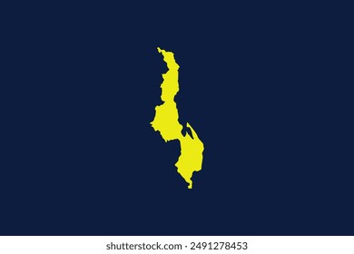 Yellow map isolated on dark blue background of the Country Malawi - vector illustration